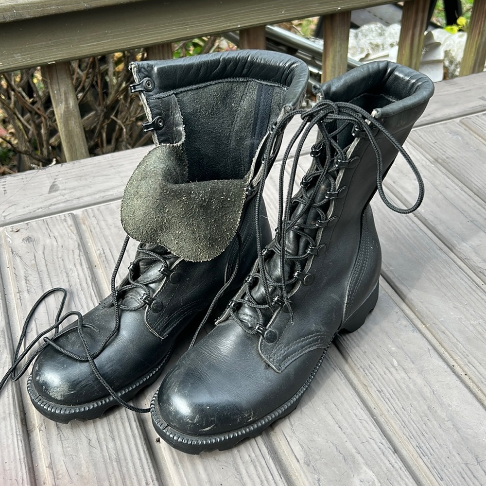 RO SEARCH black military leather combat boots